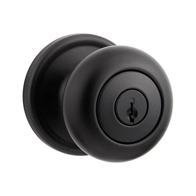 Kwikset 740H-514 Hancock Knob Entry Door Lock with 6AL Latch and RCS Strike Matte Black Finish