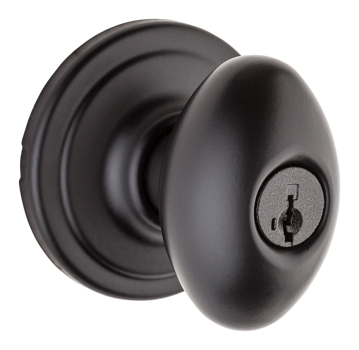Kwikset 740L-514S Laurel Knob Entry Door Lock SmartKey with 6AL Latch and RCS Strike Matte Black Finish