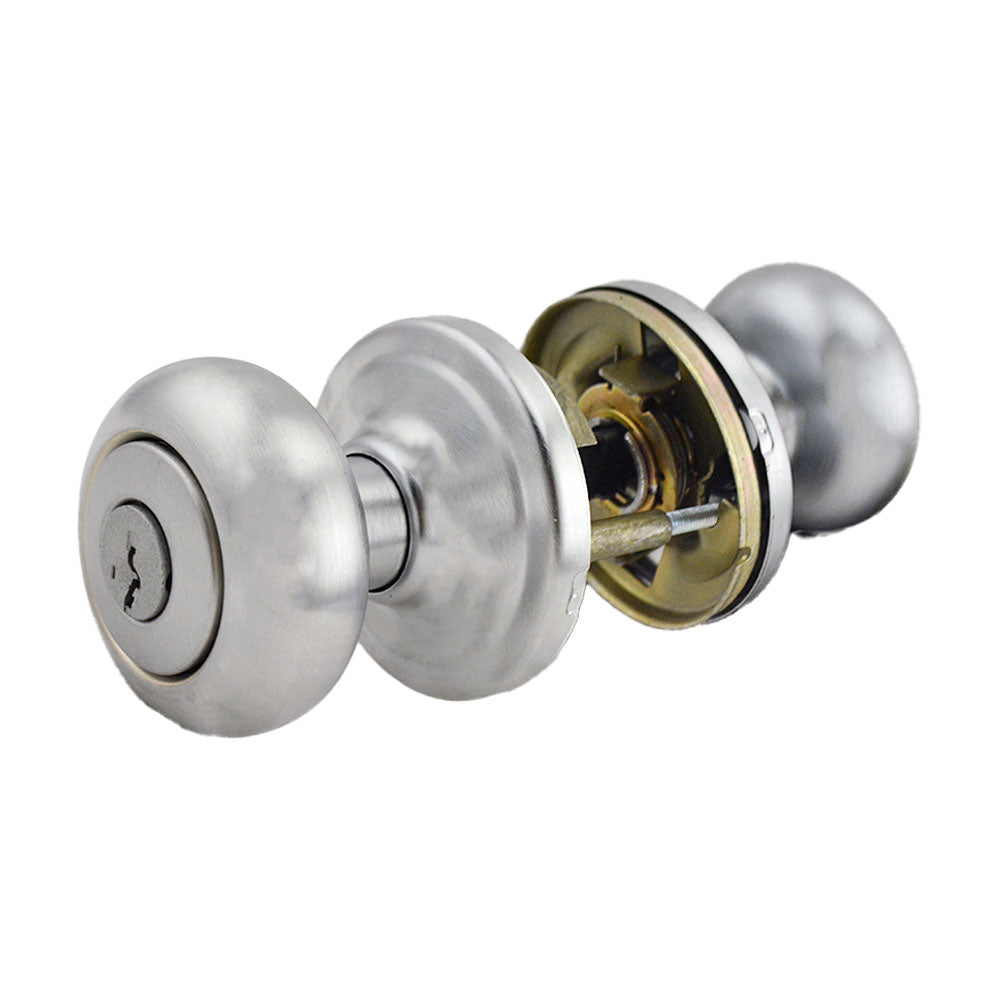 Kwikset 750H-26DS Hancock Knob Storeroom Vestibule Door Lock SmartKey with 6AL Latch and RCS Strike Satin Chrome Finish