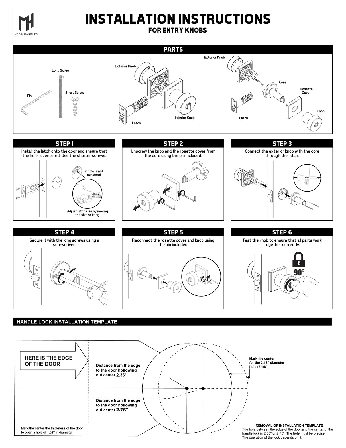 MEGA HANDLES Buena Door Knob Handle Entry/ Passage/ Privacy/ Dummy