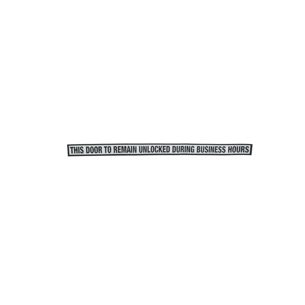 Trimco 771BLACK Decal Sign Black Lettering; "This Door to Remain Unlocked During Business Hours" Black on Silver Finish