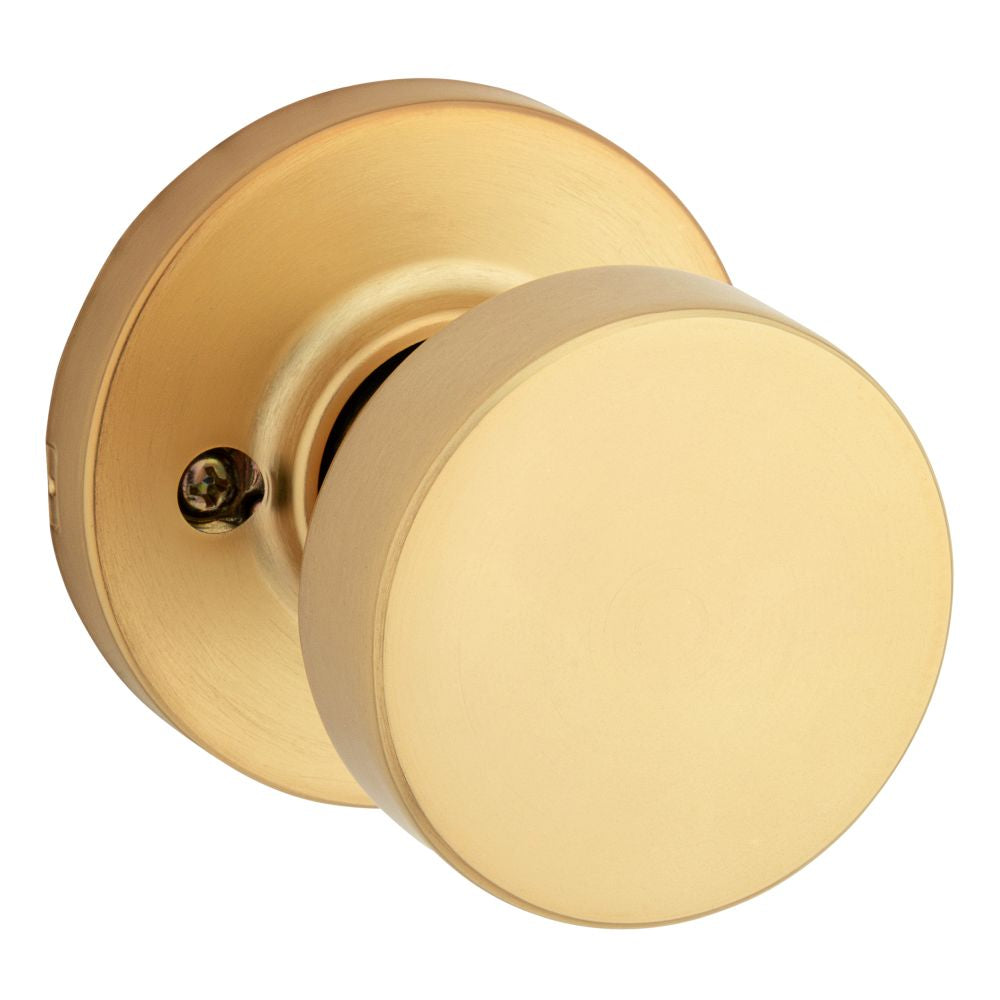 Kwikset 788PSKRDT-4 Pismo Knob with Round Rose Half Dummy Satin Brass Finish