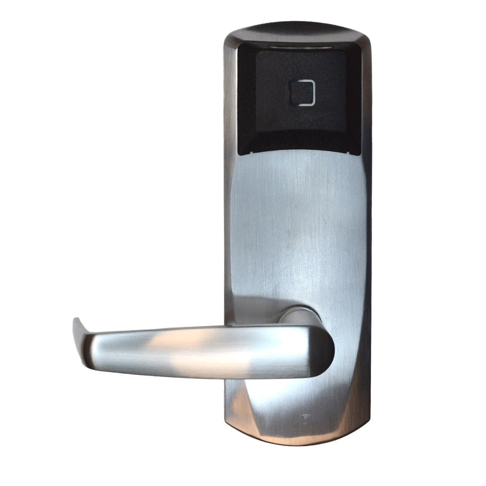 Dormakaba 79PS3721EN621626 RT Plus Standalone RFID Proximity Panic Trim for Rim 9300 Series (No Bar); Long Lever; Bluetooth Low Energy Enabled (BLE); Electronic Lock Override (ELO); Dual Handed; (626) Satin Chrome Finish Main image