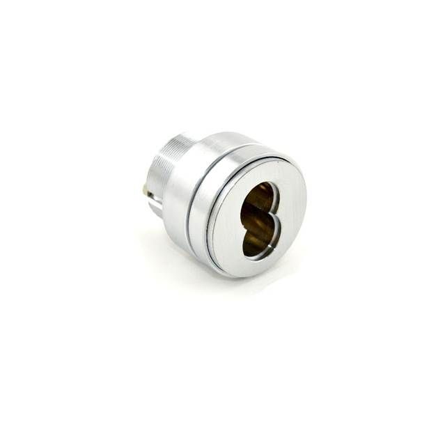 Schlage Commercial 80103626 Small Format Interchangeable Core Mortise Cylinder with Adams Rite Cam; Compression Ring; and 7/16" Blocking Ring Satin Chrome Finish Main image