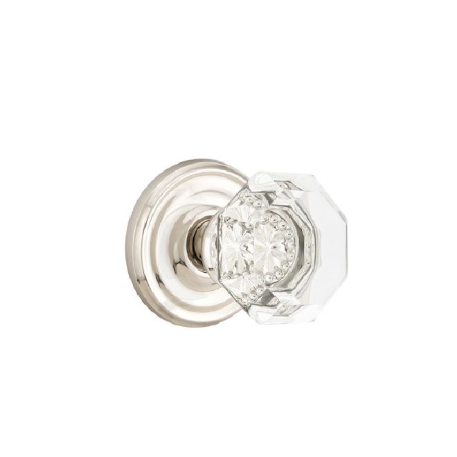Emtek 8050OTUS14 Old Town Glass Knob Dummy Pair with Regular Rose for 1-1/4" to 2" Door Polished Nickel Lifetime Finish Main image