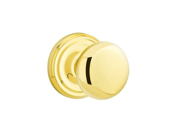 Emtek 8050PUS3 Providence Knob Dummy Pair with Regular Rose for 1-1/4" to 2" Door Polished Brass Lifetime Finish Main image