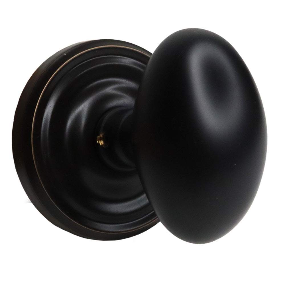 Emtek 8100EUS10B Egg Knob 2-3/8" Backset Passage with Regular Rose for 1-1/4" to 2" Door Oil Rubbed Bronze Finish Main image