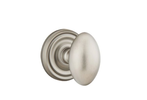 Emtek 8100EUS15A Egg Knob 2-3/8" Backset Passage with Regular Rose for 1-1/4" to 2" Door Pewter Finish Main image