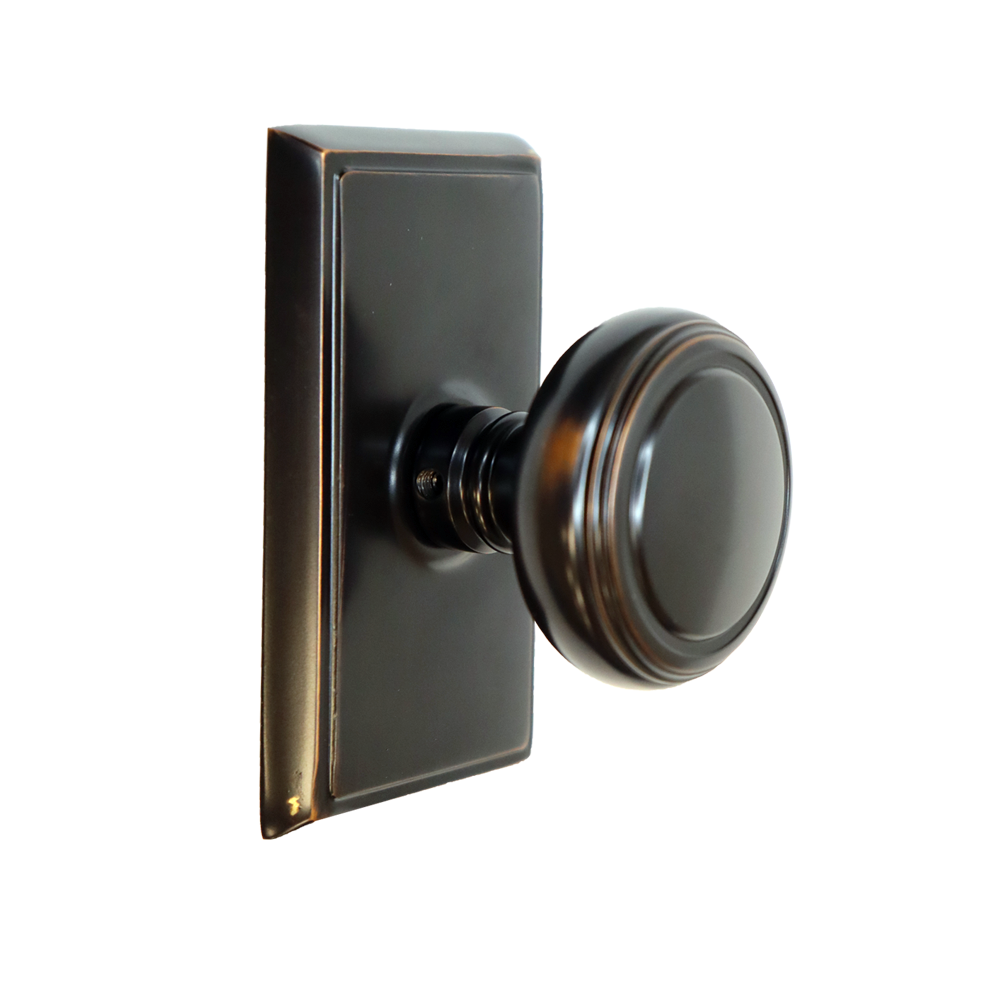 Emtek 8121NWUS10B Norwich Knob 2-3/8" Backset Passage with Rectangular Rose for 1-1/4" to 2" Door Oil Rubbed Bronze Finish Main image