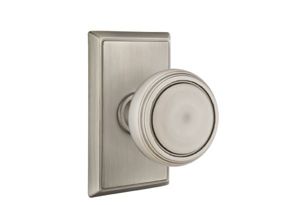 Emtek 8121NWUS15A Norwich Knob 2-3/8" Backset Passage with Rectangular Rose for 1-1/4" to 2" Door Pewter Finish Main image