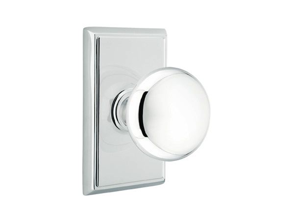 Emtek 8121PUS26 Providence Knob 2-3/8" Backset Passage with Rectangular Rose for 1-1/4" to 2" Door Polished Chrome Finish Main image