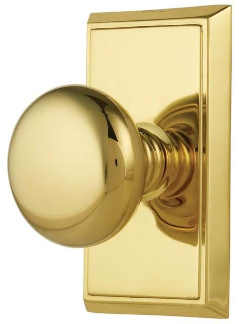 Emtek 8121PUS3 Providence Knob 2-3/8" Backset Passage with Rectangular Rose for 1-1/4" to 2" Door Polished Brass Lifetime Finish Main image