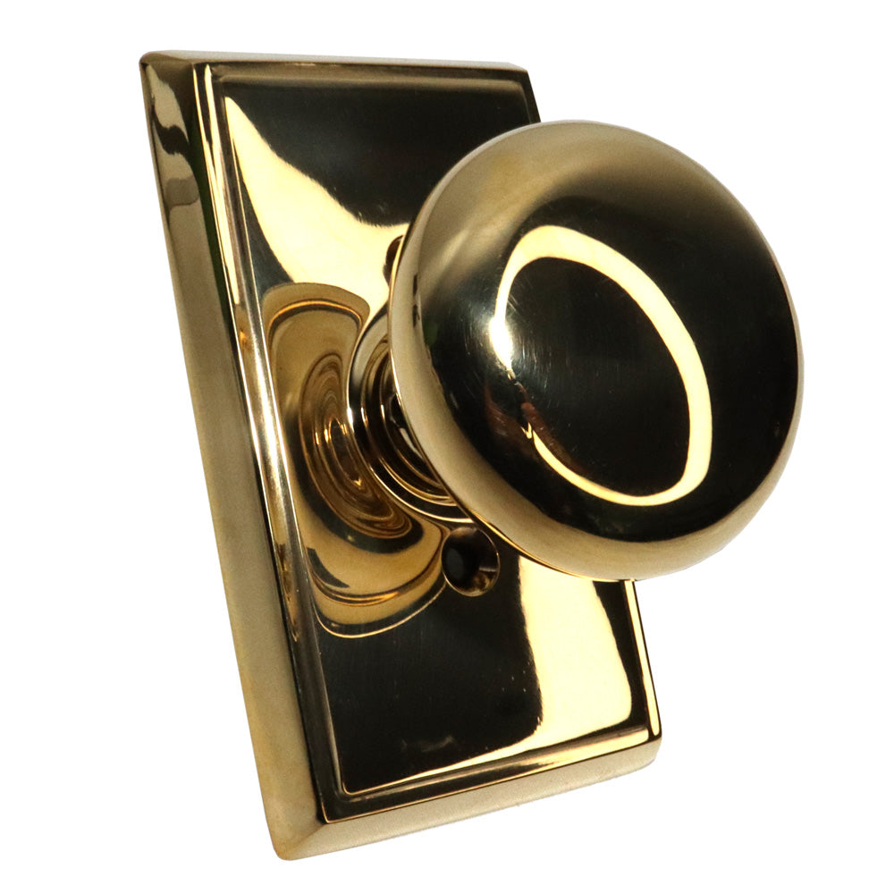 Emtek 8121PUS3NL Providence Knob 2-3/8" Backset Passage with Rectangular Rose for 1-1/4" to 2" Door Unlacquered Brass Finish Main image