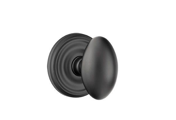 Emtek 8200EUS19 Egg Knob 2-3/8" Backset Privacy with Regular Rose for 1-1/4" to 2" Door Flat Black Finish Main image