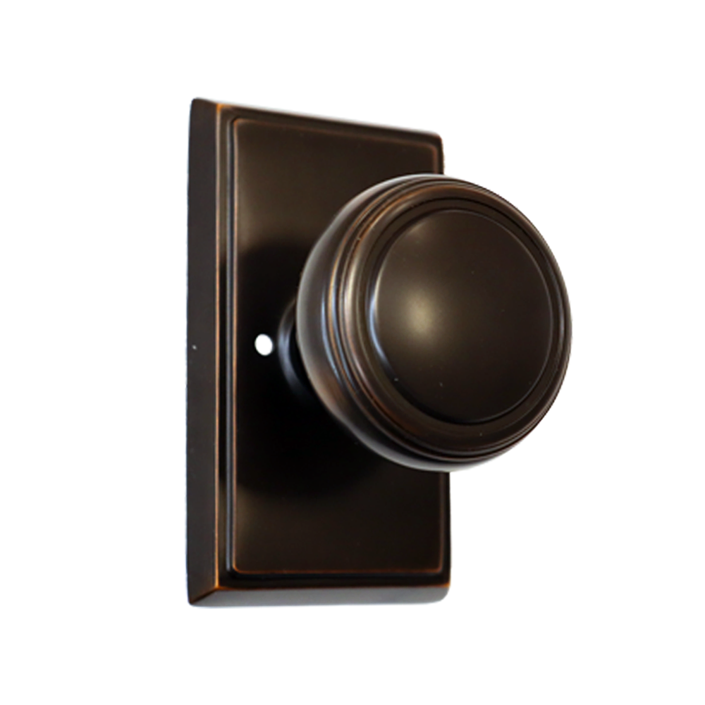 Emtek 8221NWUS10B Norwich Knob 2-3/8" Backset Privacy with Rectangular Rose for 1-1/4" to 2" Door Oil Rubbed Bronze Finish Main image