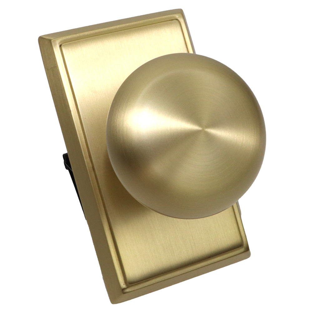 Emtek 8221PUS4 Providence Knob 2-3/8" Backset Privacy with Rectangular Rose for 1-1/4" to 2" Door Satin Brass Finish Main image
