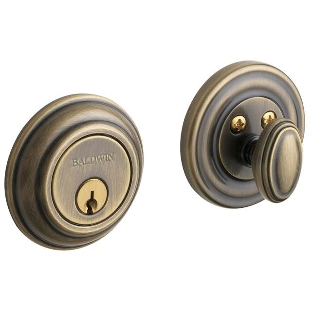 Baldwin 8231050 Traditional 2-1/8" Single Cylinder Deadbolt Antique Brass Finish