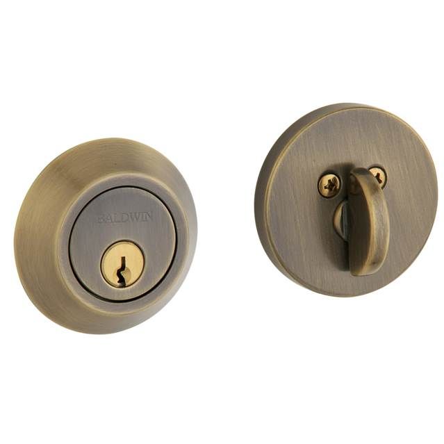 Baldwin 8241050 Contemporary 2-1/8" Single Cylinder Deadbolt Antique Brass Finish