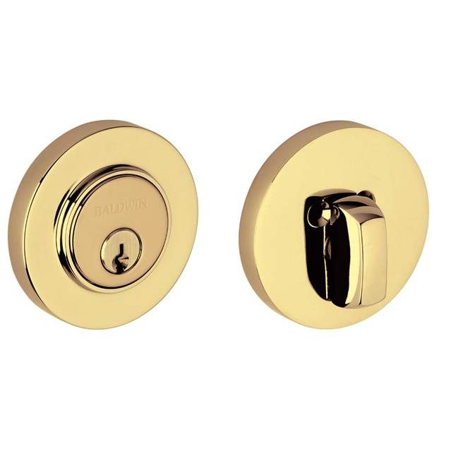 Baldwin 8244031 Contemporary Low Profile 2-1/8" Single Cylinder Deadbolt Unlacquered Brass Finish