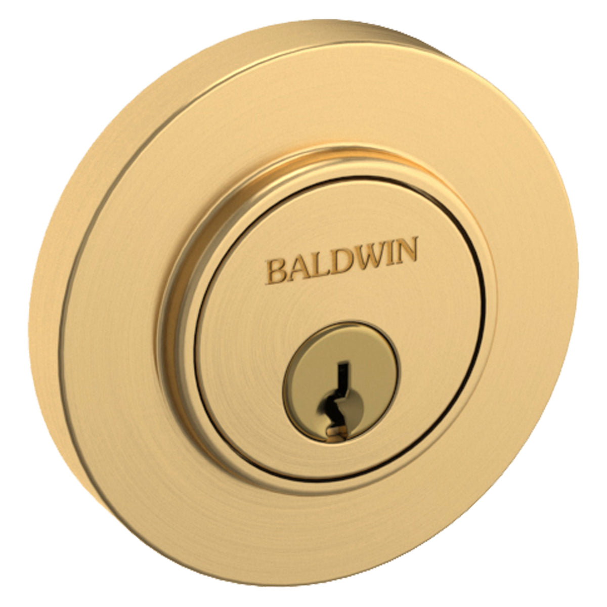Baldwin 8244044 Contemporary Low Profile 2-1/8" Single Cylinder Deadbolt Lifetime Satin Brass Finish - Baldwin Quickship Item *