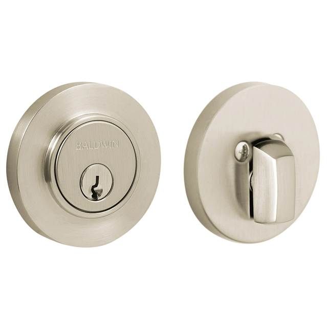 Baldwin 8244056 Contemporary Low Profile 2-1/8" Single Cylinder Deadbolt Lifetime Satin Nickel Finish