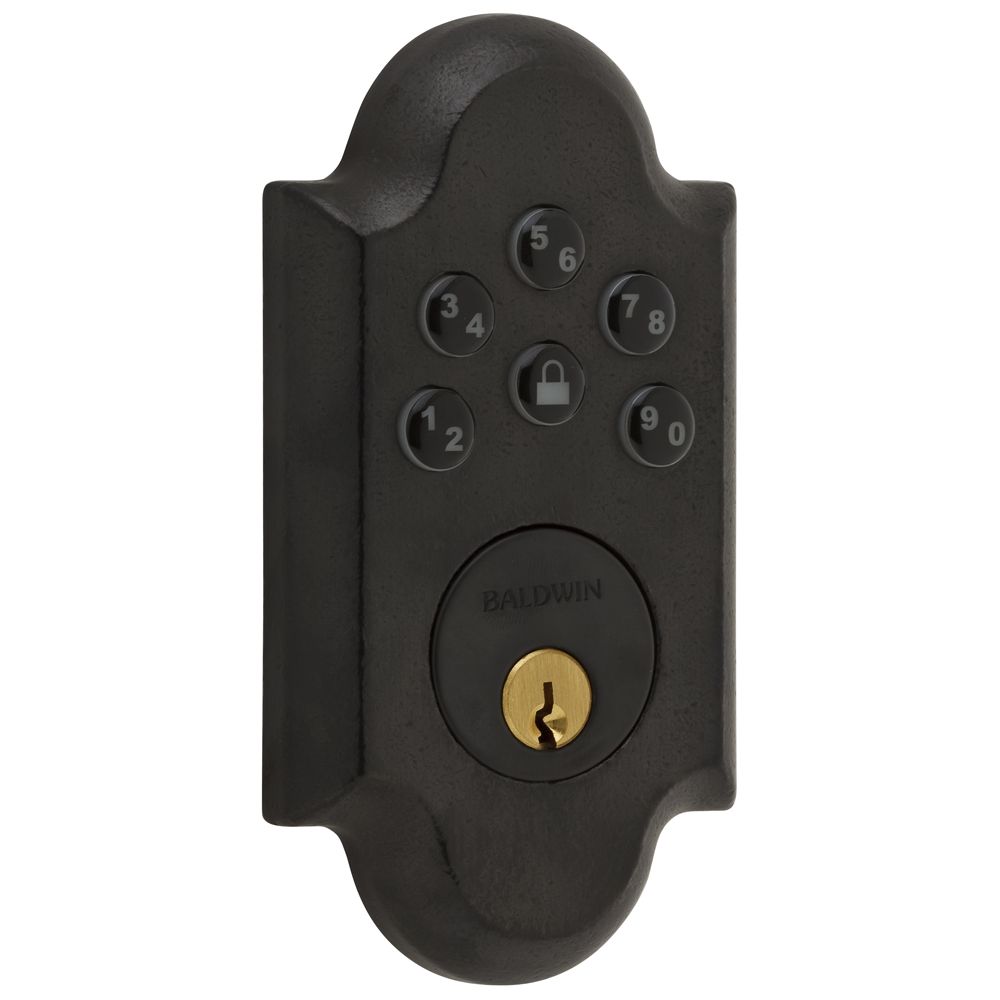 Baldwin 8252402AC1 Boulder Arched Keypad Entry Deadbolt - Batteries Not Included Distressed Oil Rubbed Bronze Finish
