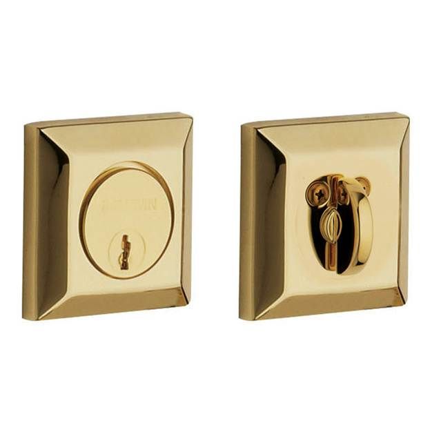Baldwin 8254031 Cody Squared Single Cylinder Deadbolt Unlacquered Brass Finish