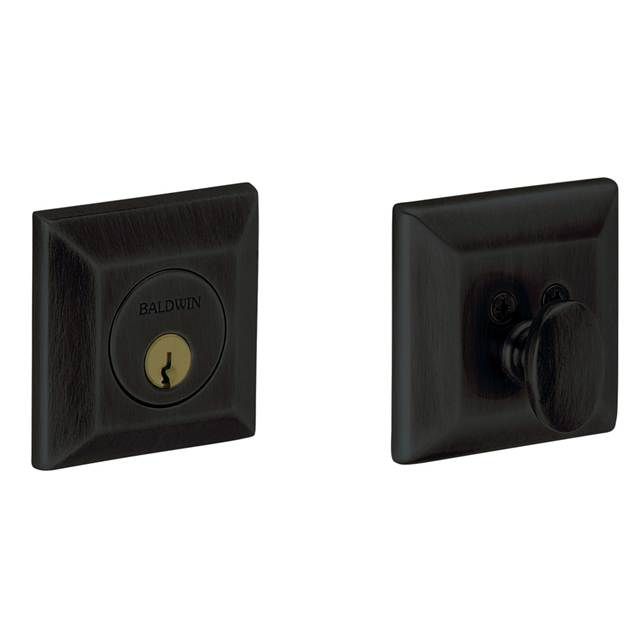 Baldwin 8254190 Cody Squared Single Cylinder Deadbolt Satin Black Finish