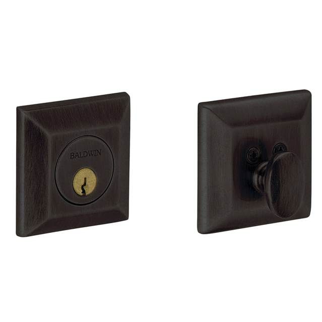 Baldwin 8254402 Cody Squared Single Cylinder Deadbolt Distressed Oil Rubbed Bronze Finish