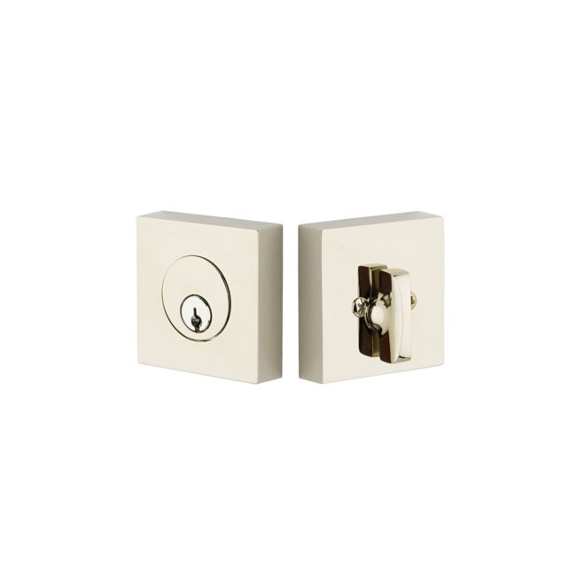 Emtek 8469US14 Square Single Cylinder Deadbolt for 1-3/4" Door Polished Nickel Lifetime Finish Main image