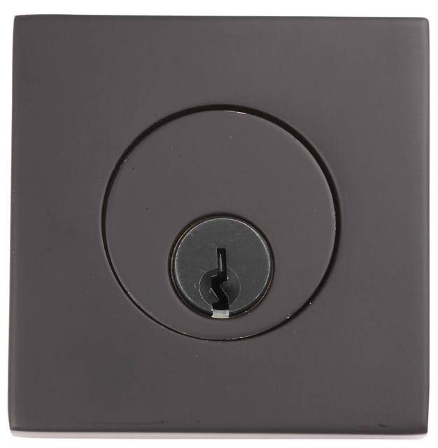 Emtek 8469US19 Square Single Cylinder Deadbolt for 1-3/4" Door Flat Black Finish Main image