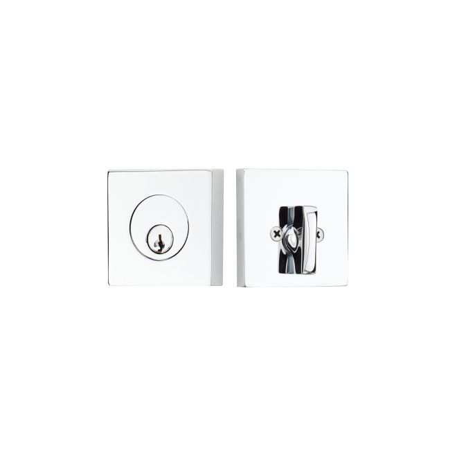 Emtek 8469US26 Square Single Cylinder Deadbolt for 1-3/4" Door Polished Chrome Finish