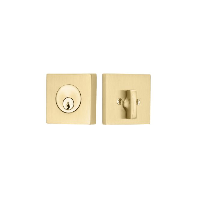 Emtek 8469US4 Square Single Cylinder Deadbolt for 1-3/4" Door Satin Brass Finish Main image