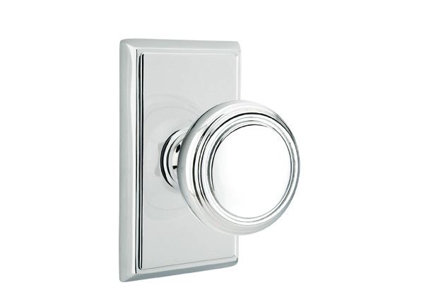 Emtek 8521NWUS26 Norwich Knob Dummy Pair with Rectangular Rose for 1-1/4" to 2" Door Polished Chrome Finish Main image