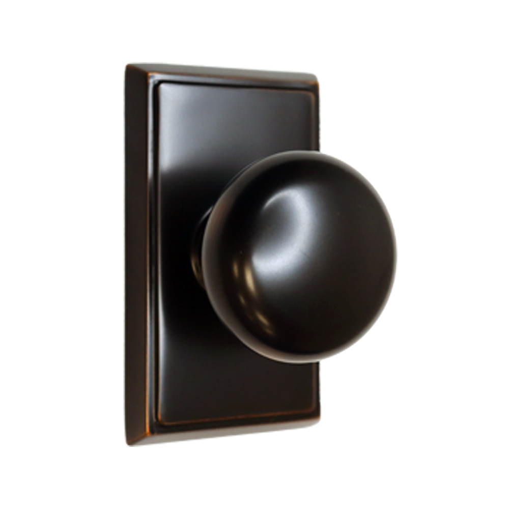 Emtek 8521PUS10B Providence Knob Dummy Pair with Rectangular Rose for 1-1/4" to 2" Door Oil Rubbed Bronze Finish Main image