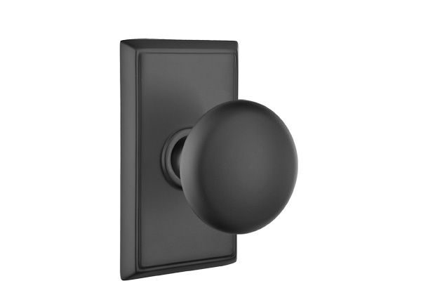 Emtek 8521PUS19 Providence Knob Dummy Pair with Rectangular Rose for 1-1/4" to 2" Door Flat Black Finish Main image