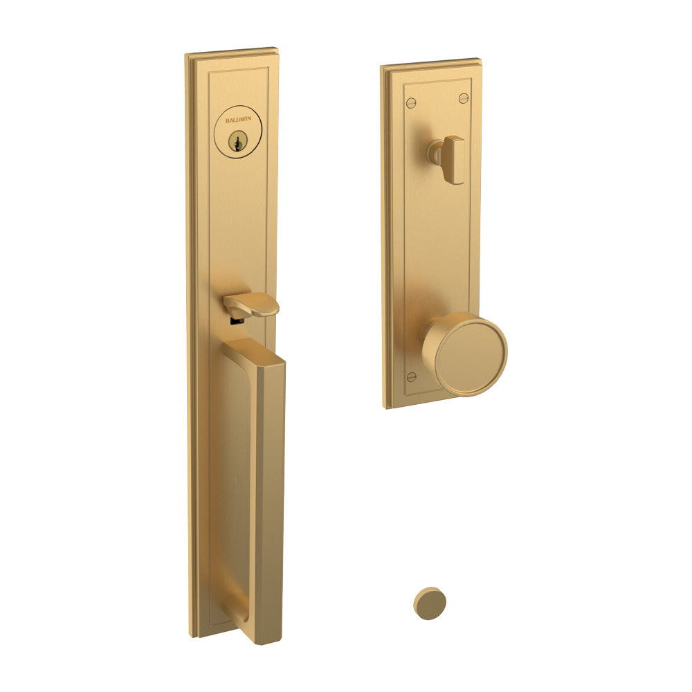 Baldwin 85311033ENTR Hollywood Hills Full Escutcheon Tubular Single Cylinder Handleset Vintage Brass Finish