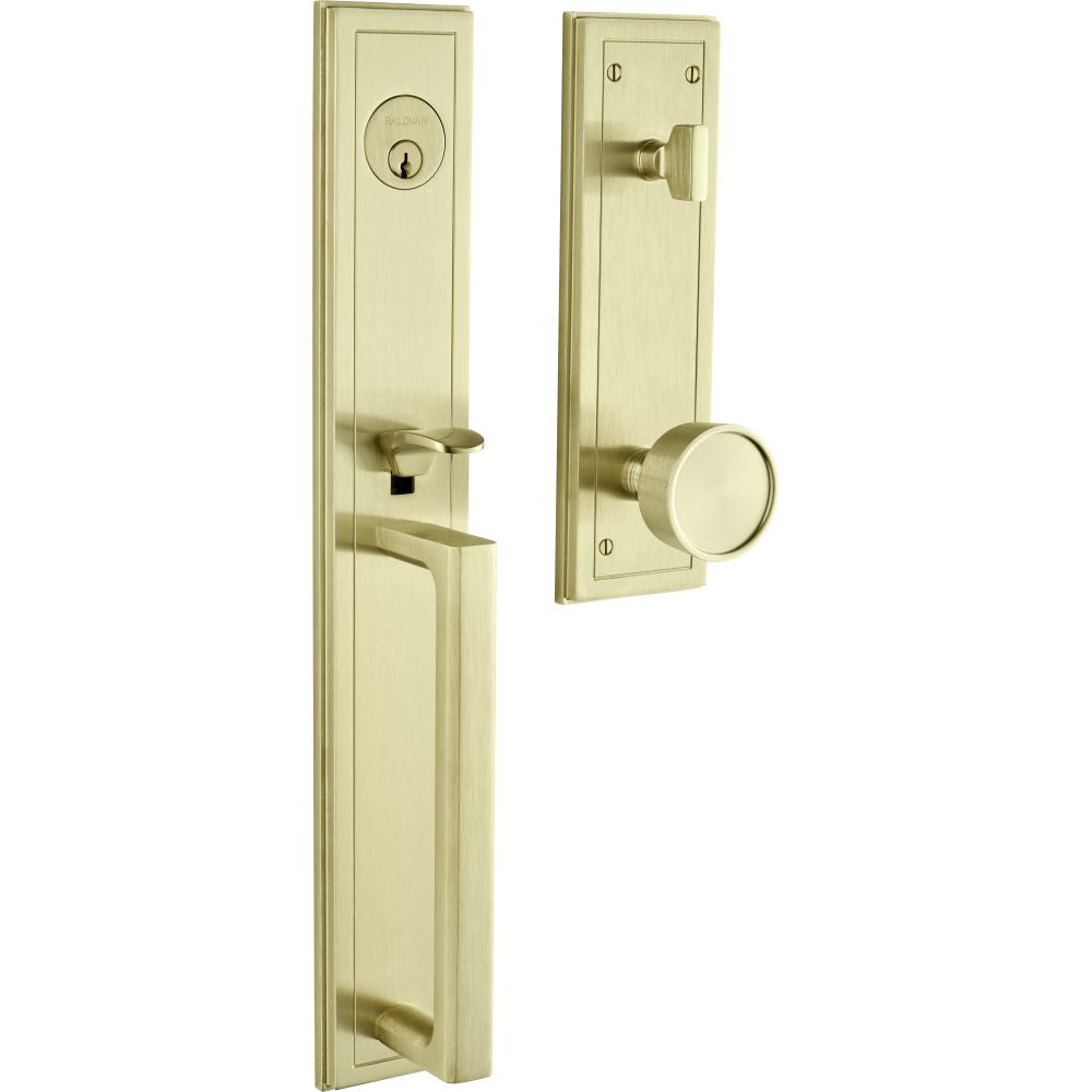 Baldwin 85311044ENTR Hollywood Hills Full Escutcheon Tubular Single Cylinder Handleset Lifetime Satin Brass Finish