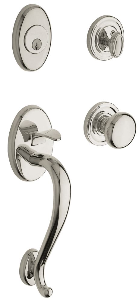 Baldwin 85315055ENTR Logan Sectional Tubular Single Cylinder Handleset Lifetime Bright Nickel Finish