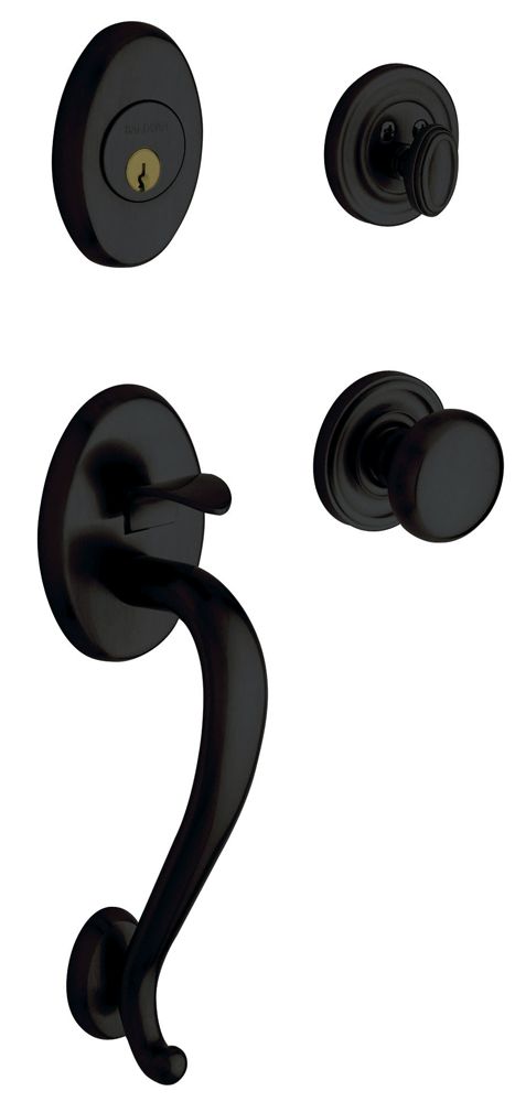 Baldwin 85315190ENTR Logan Sectional Tubular Single Cylinder Handleset Satin Black Finish