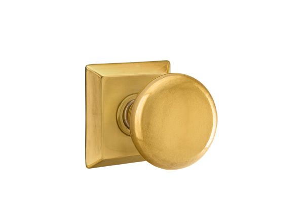 Emtek 8531PUS7 Providence Knob Dummy Pair with Quincy Rose for 1-1/4" to 2" Door French Antique Brass Finish