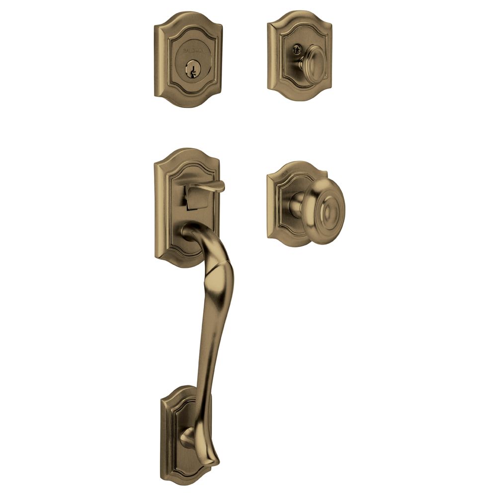 Baldwin 85327050ENTR Bethpage Sectional Tubular Single Cylinder Handleset Antique Brass Finish