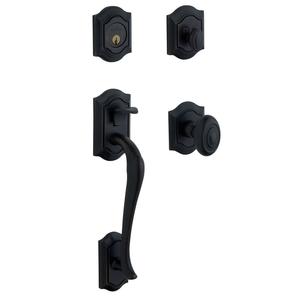 Baldwin 85327190ENTR Bethpage Sectional Tubular Single Cylinder Handleset Satin Black Finish