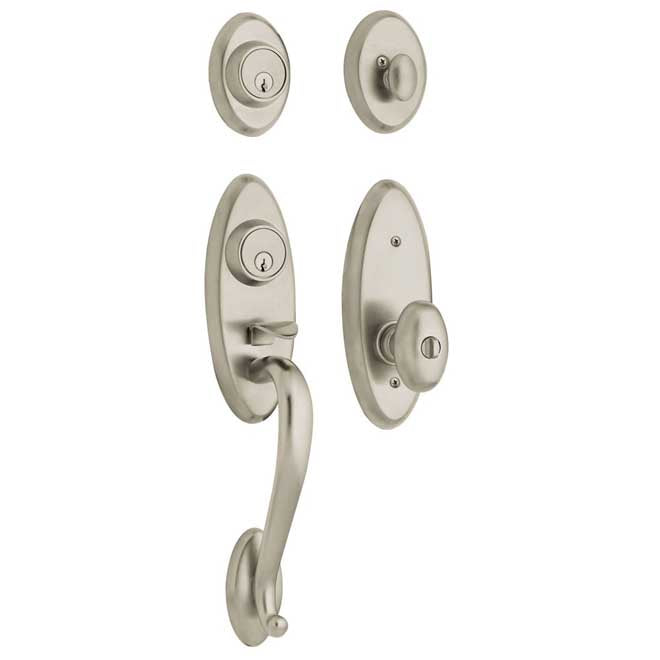 Baldwin 853450562ENT Landon Two Point Single Cylinder Tubular Handleset Lifetime Satin Nickel Finish