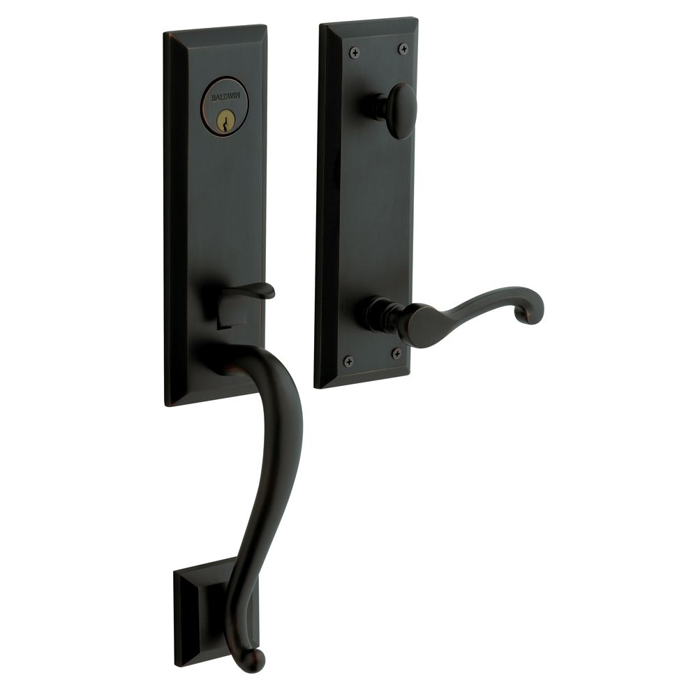 Baldwin 85355190LENT Stonegate Emergency Egress Left Hand Single Cylinder Tubular Handleset Satin Black Finish