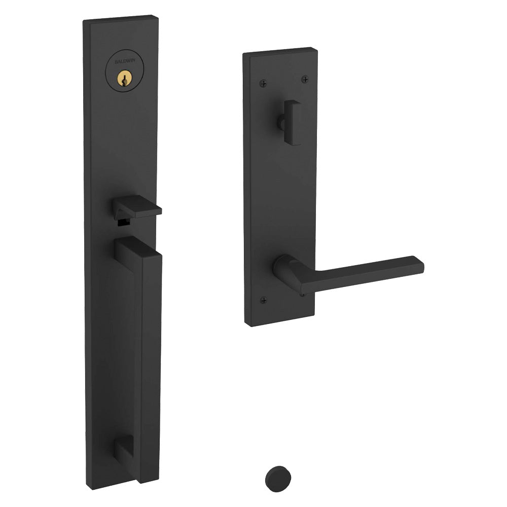 Baldwin 85392190LENT Minneapolis Full Escutcheon Left Hand Single Cylinder Entry Tubular Handleset with 5162 Lever Satin Black Finish