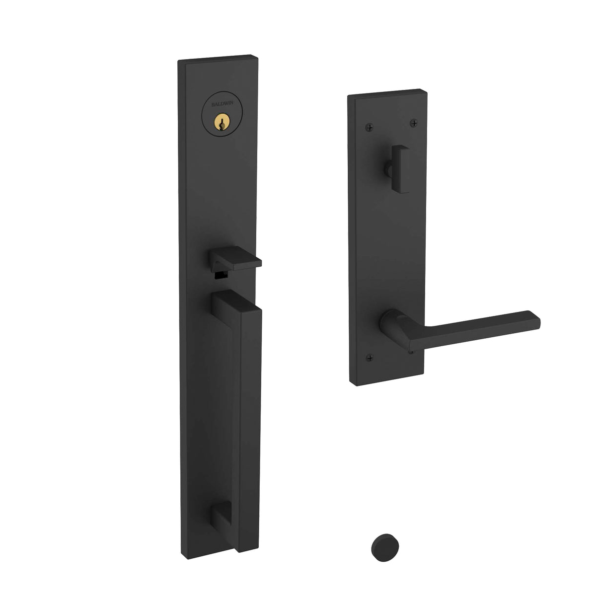 Baldwin 85392190RENT Minneapolis Full Escutcheon Right Hand Single Cylinder Entry Tubular Handleset with 5162 Lever Satin Black Finish