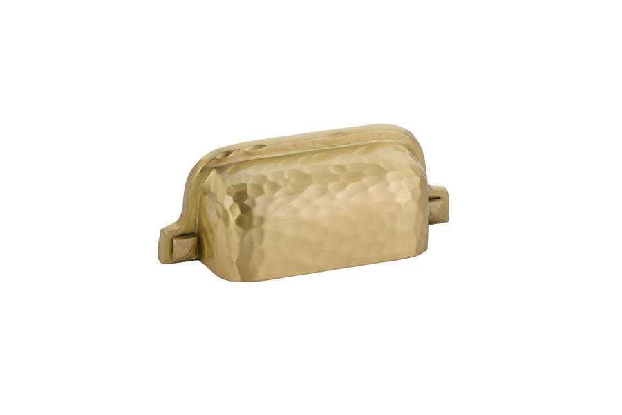Emtek 86049US4 Hammered Bin Cabinet Pull with 3" Center To Center Satin Brass Finish Main image