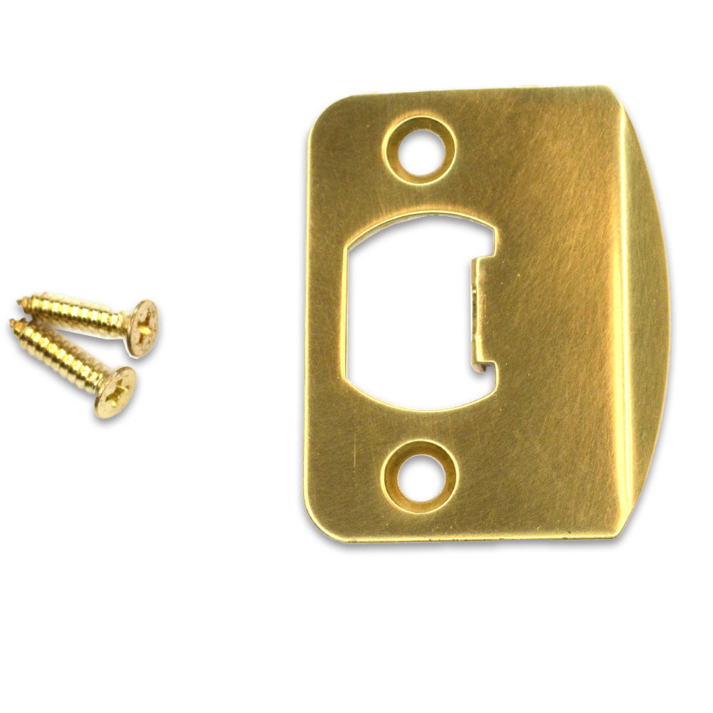Emtek 86085US3 1/4" Radius Corner Full Lip Strike for Passage, Privacy or Key-In Sets Polished Brass Lifetime Finish Main image