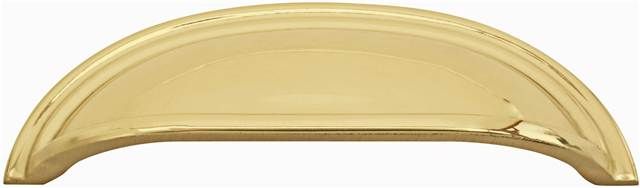 Emtek 86123US3 Cup Cabinet Pull with 3" Center To Center Polished Brass Lifetime Finish Main image